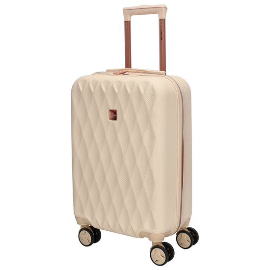 Reisetrolley|Hartschalenkoffer 55cm in Creme|Rose mit 4-Rad - leder-accessoires.com