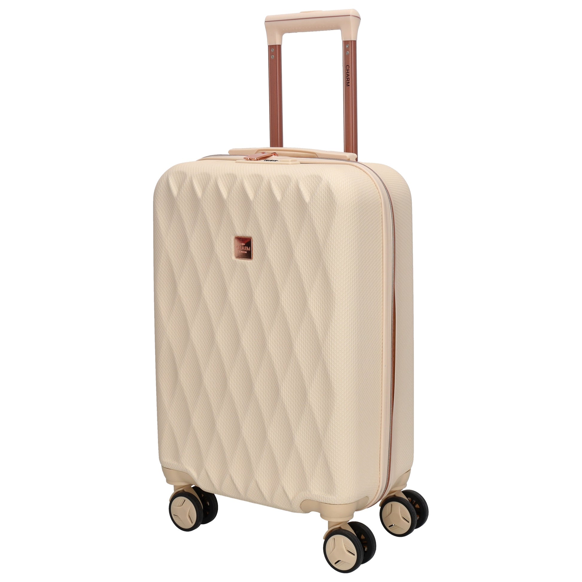 Reisetrolley|Hartschalenkoffer 55cm in Creme|Rose mit 4-Rad - leder-accessoires.com