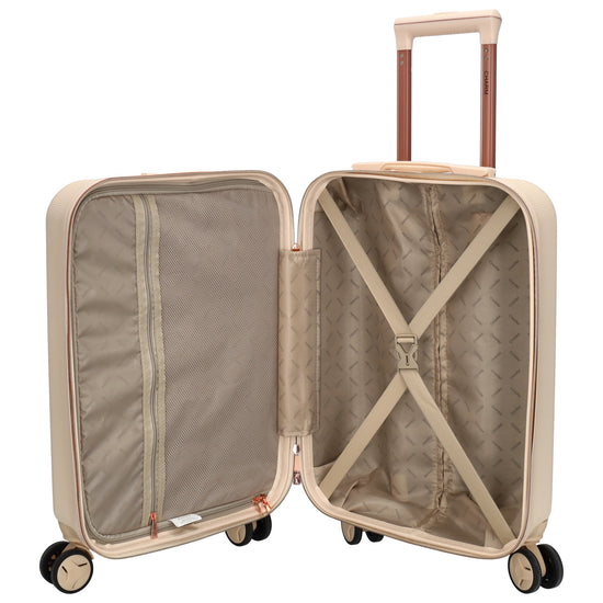 Reisetrolley|Hartschalenkoffer 55cm in Creme|Rose mit 4-Rad - leder-accessoires.com