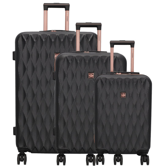 Hartschalen Kofferset in Schwarz 3-teilig aus ABS mit TSA-Schloss - leder-accessoires.com
