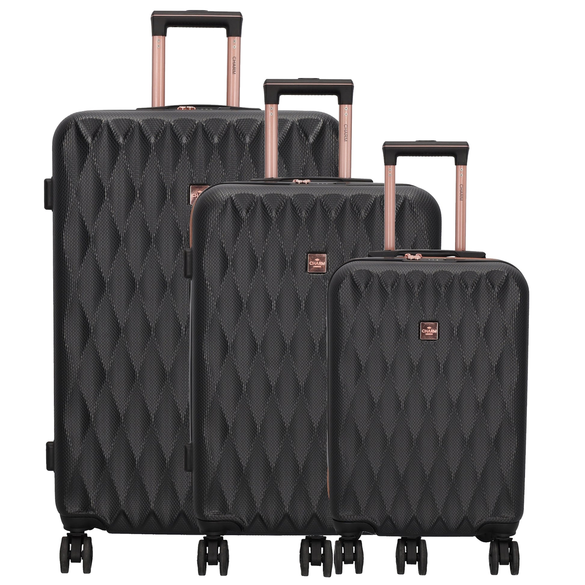 Hartschalen Kofferset in Schwarz 3-teilig aus ABS mit TSA-Schloss - leder-accessoires.com