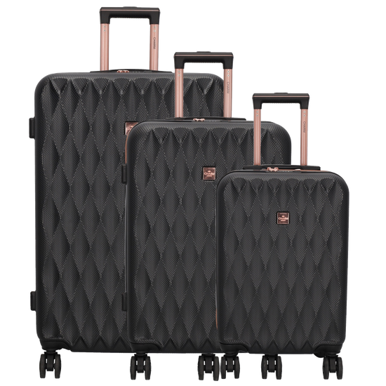 Hartschalen Kofferset in Schwarz 3-teilig aus ABS mit TSA-Schloss - leder-accessoires.com