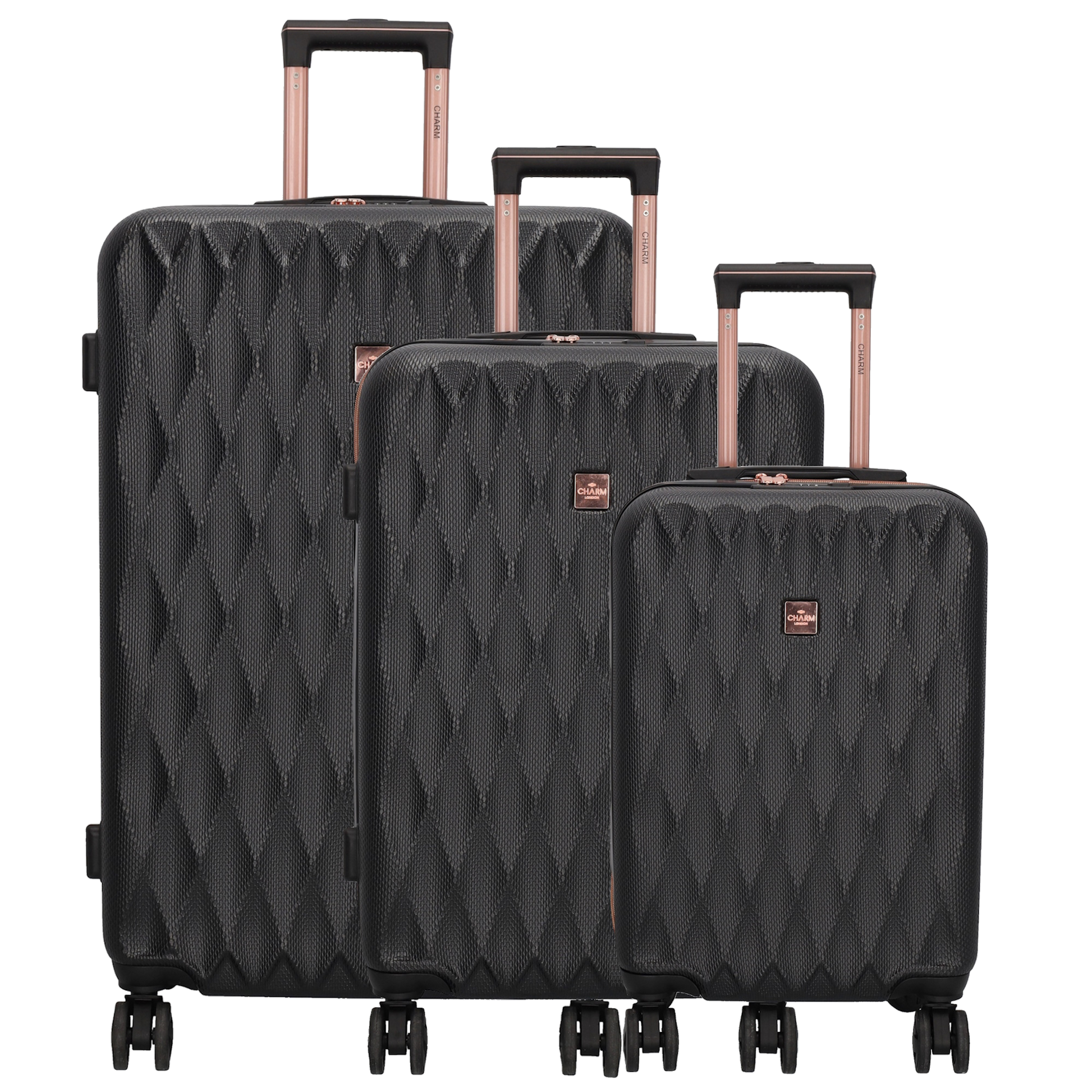 Hartschalen Kofferset in Schwarz 3-teilig aus ABS mit TSA-Schloss - leder-accessoires.com