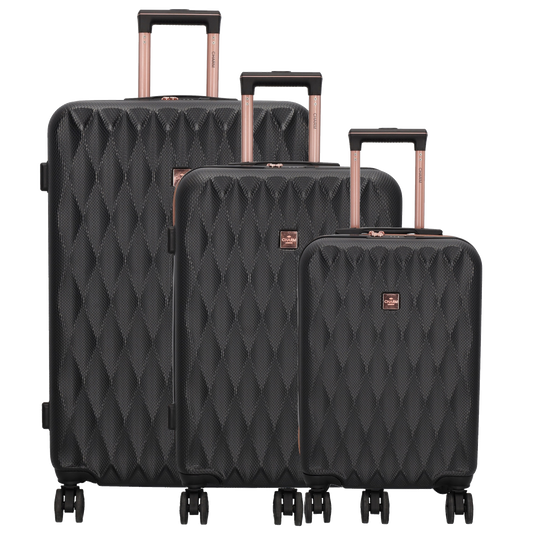 Hartschalen Kofferset in Schwarz 3-teilig aus ABS mit TSA-Schloss - leder-accessoires.com