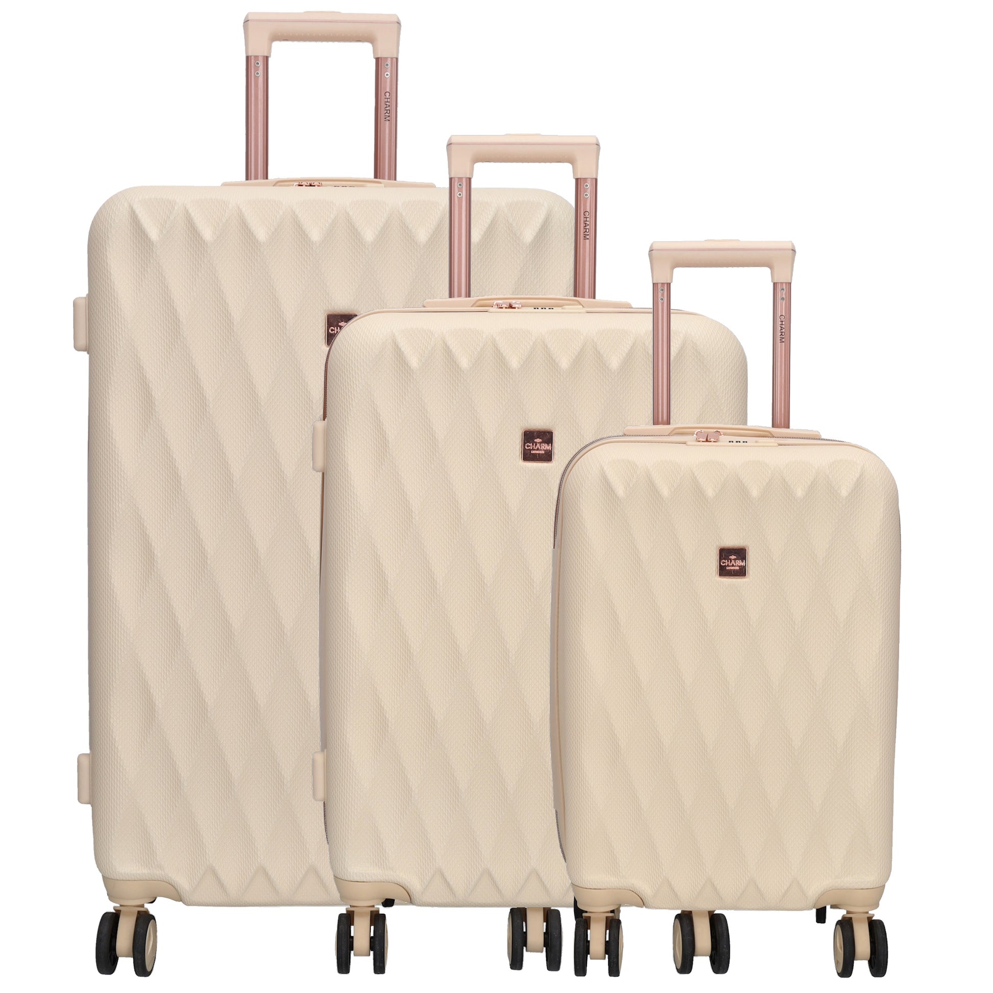 Hartschalen Kofferset in Beige 3-teilig aus ABS mit TSA-Schloss - leder-accessoires.com