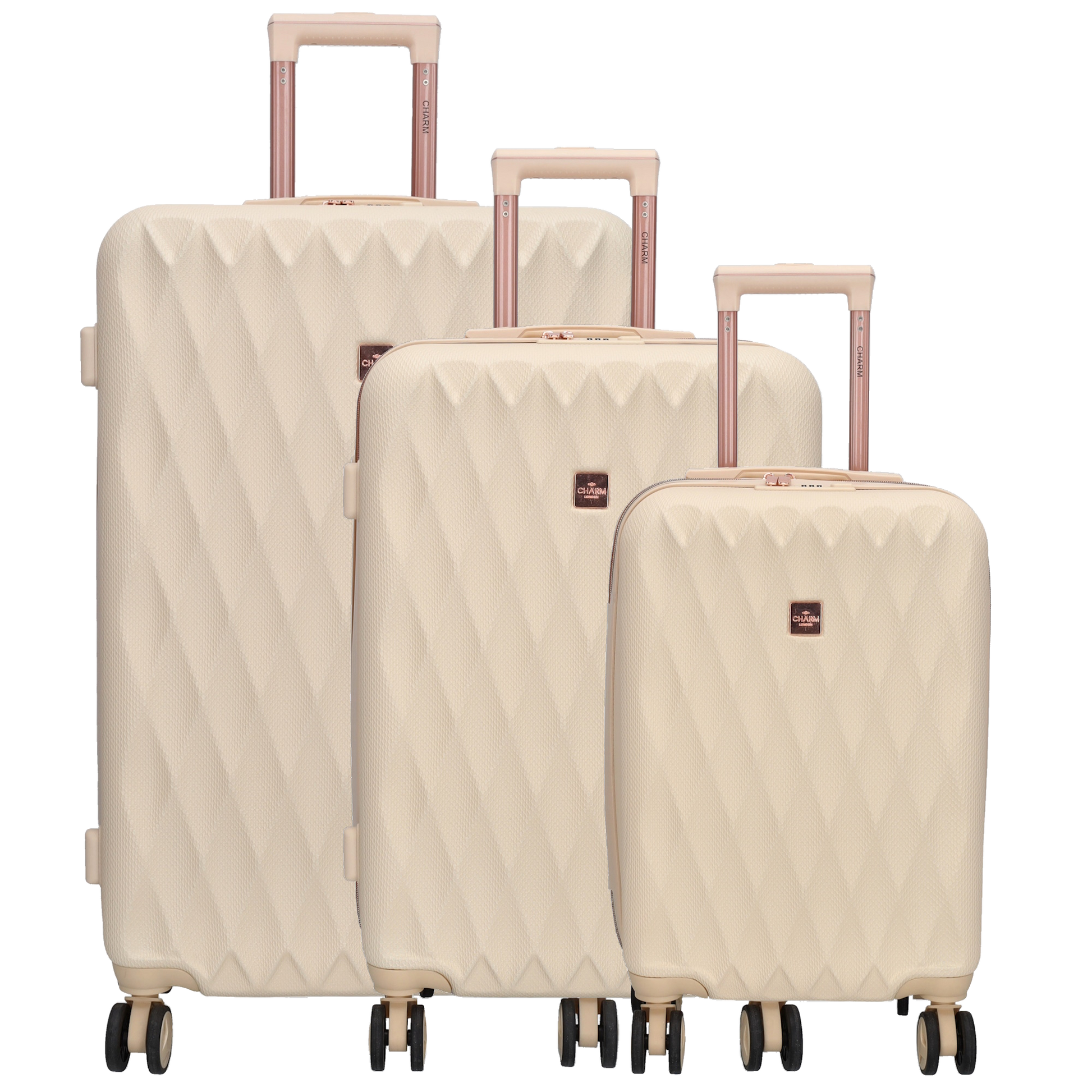 Hartschalen Kofferset in Beige 3-teilig aus ABS mit TSA-Schloss - leder-accessoires.com