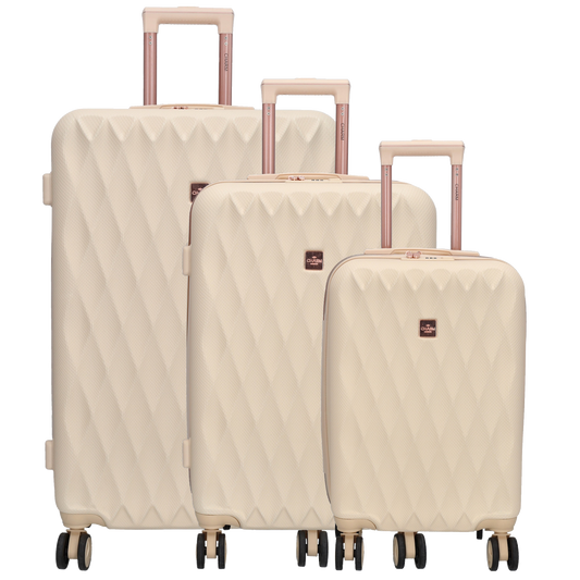 Hartschalen Kofferset in Beige 3-teilig aus ABS mit TSA-Schloss - leder-accessoires.com