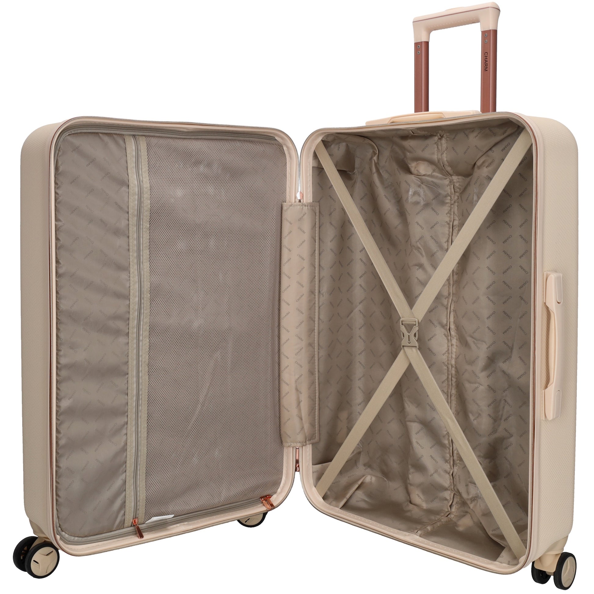 Hartschalen Kofferset in Beige 3-teilig aus ABS mit TSA-Schloss - leder-accessoires.com