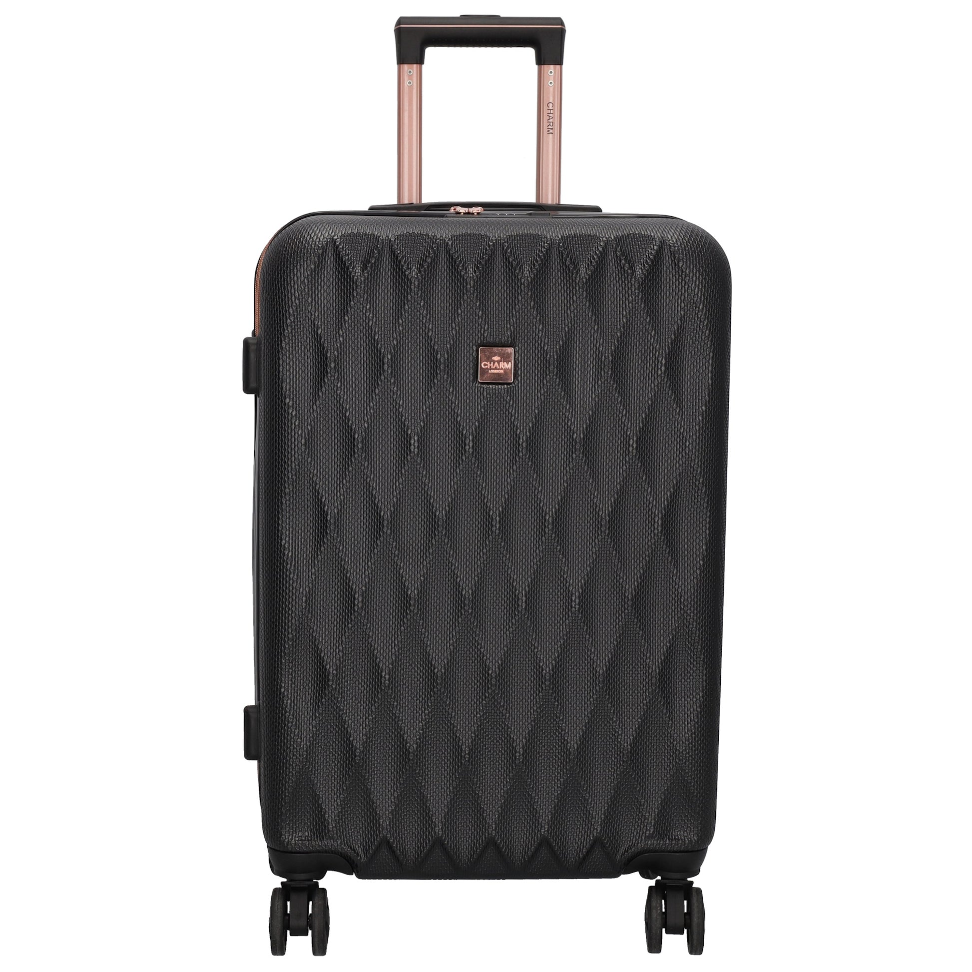 Reisetrolley|Hartschalenkoffer 66cm in Schwarz|Rose mit 4-Rad - leder-accessoires.com