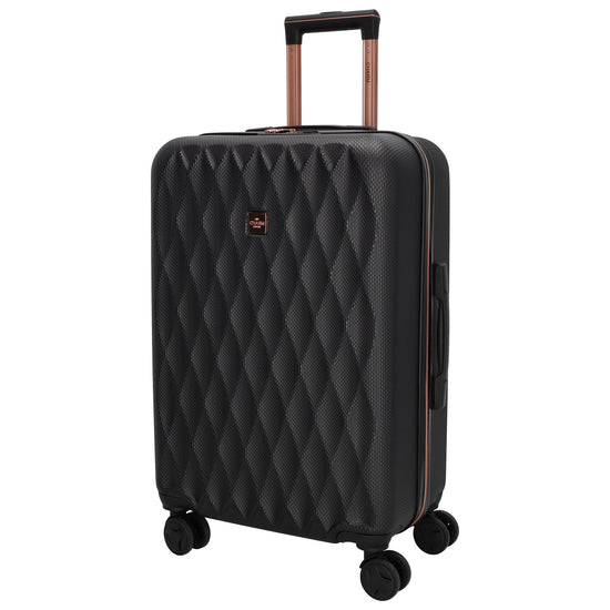 Reisetrolley|Hartschalenkoffer 66cm in Schwarz|Rose mit 4-Rad - leder-accessoires.com