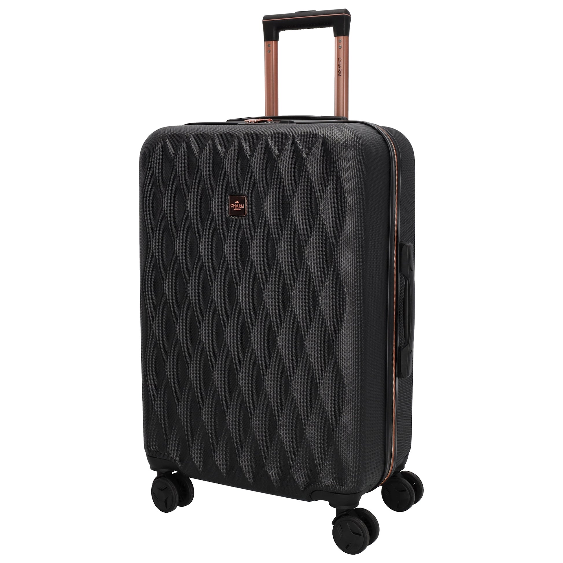 Reisetrolley|Hartschalenkoffer 66cm in Schwarz|Rose mit 4-Rad - leder-accessoires.com