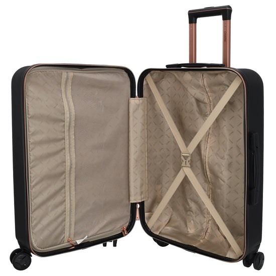Reisetrolley|Hartschalenkoffer 66cm in Schwarz|Rose mit 4-Rad - leder-accessoires.com