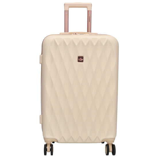 Reisetrolley|Hartschalenkoffer 66cm in Creme|Rose mit 4-Rad - leder-accessoires.com