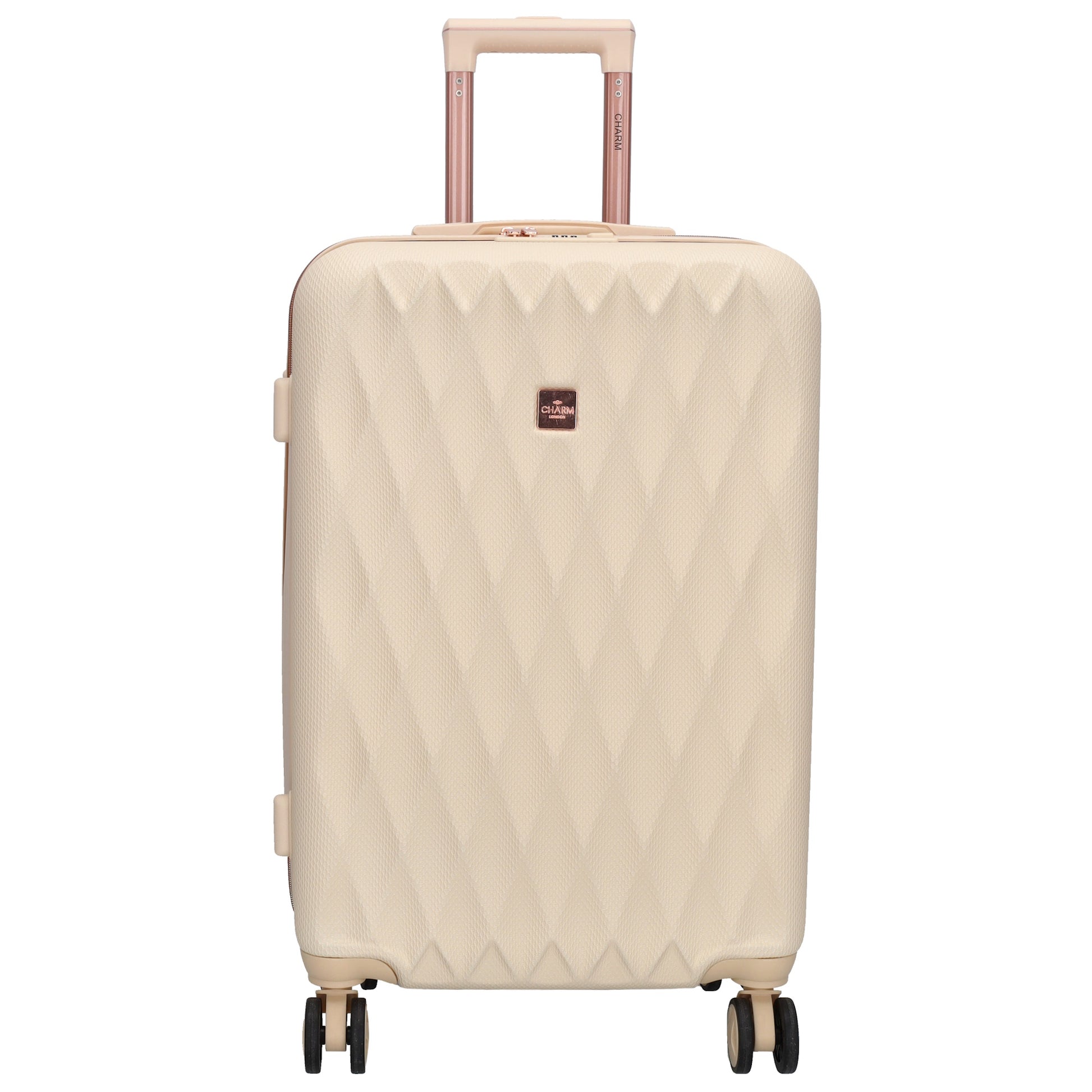 Reisetrolley|Hartschalenkoffer 66cm in Creme|Rose mit 4-Rad - leder-accessoires.com