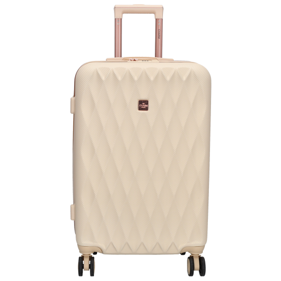 Reisetrolley|Hartschalenkoffer 66cm in Creme|Rose mit 4-Rad - leder-accessoires.com