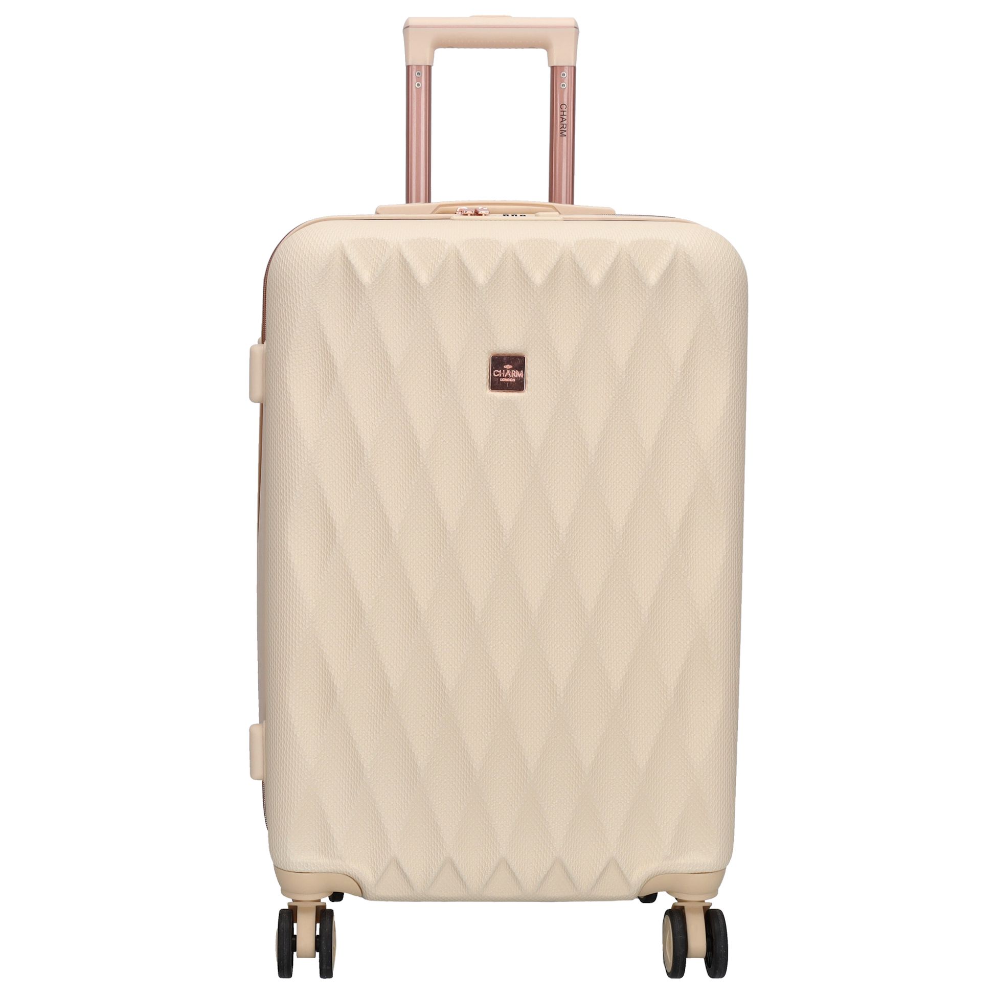 Reisetrolley|Hartschalenkoffer 66cm in Creme|Rose mit 4-Rad - leder-accessoires.com
