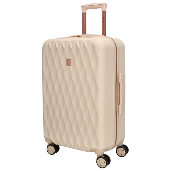 Reisetrolley|Hartschalenkoffer 66cm in Creme|Rose mit 4-Rad - leder-accessoires.com