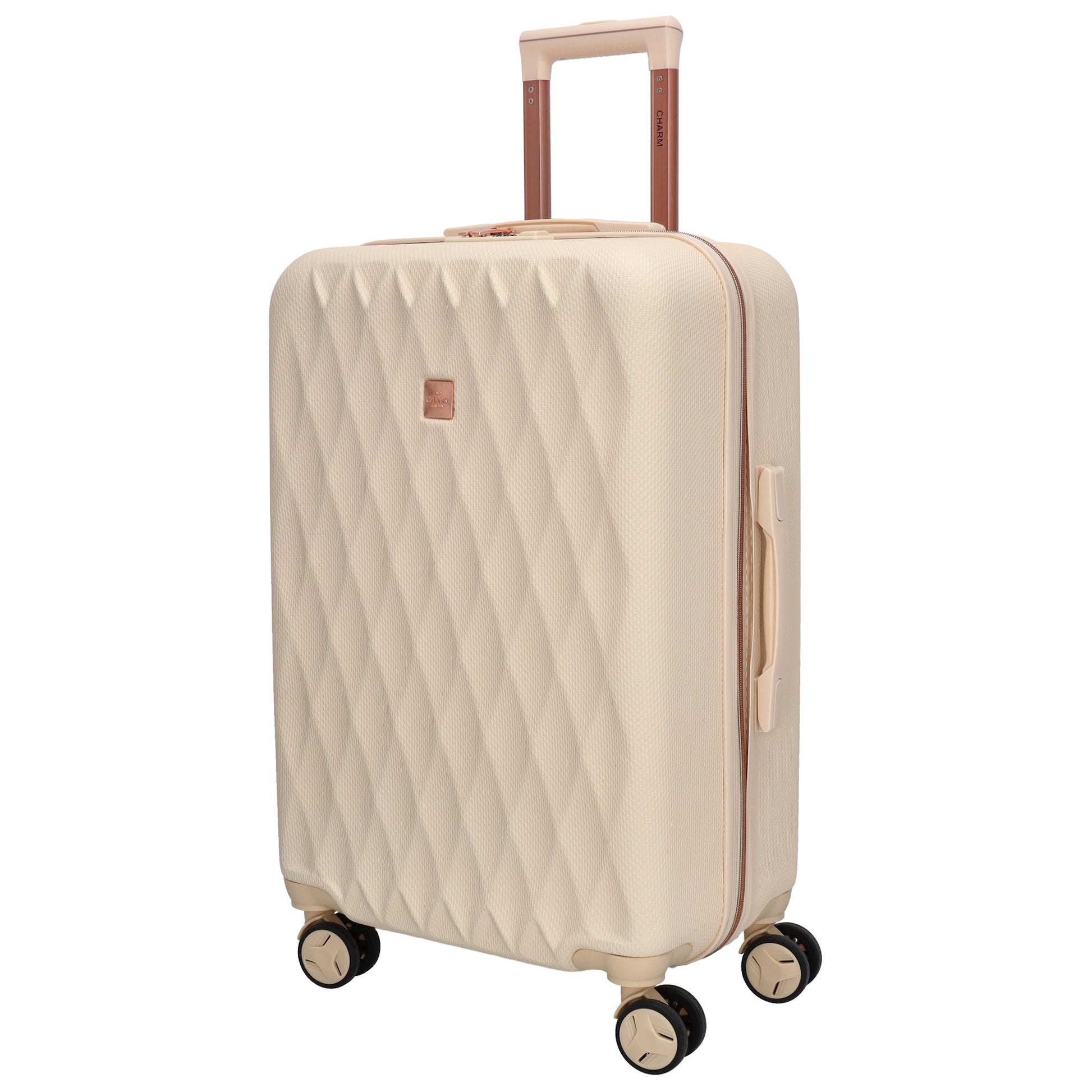 Reisetrolley|Hartschalenkoffer 66cm in Creme|Rose mit 4-Rad - leder-accessoires.com