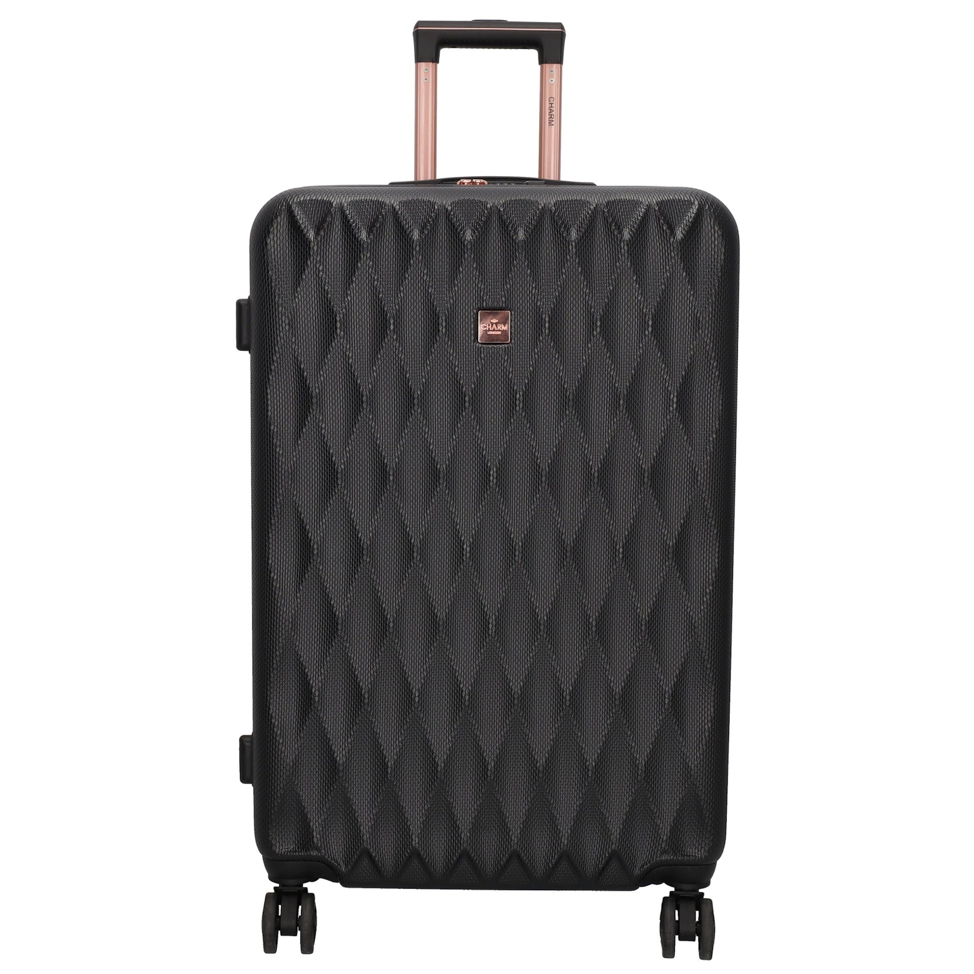 Reisetrolley|Hartschalenkoffer 75cm in Schwarz|Rose mit 4-Rad - leder-accessoires.com