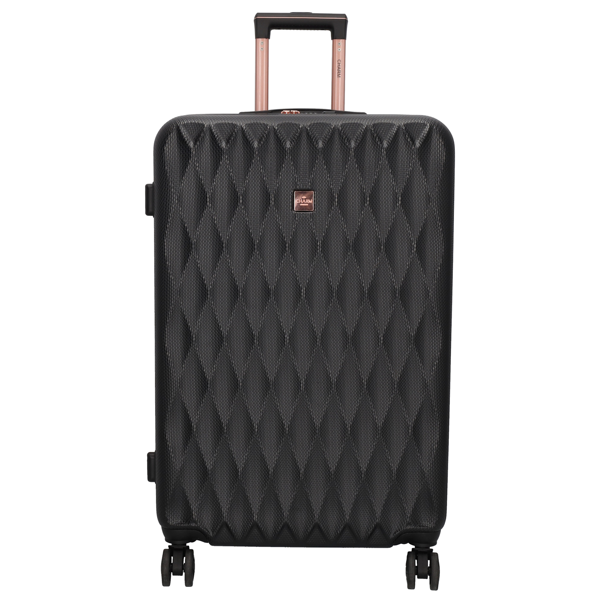 Reisetrolley|Hartschalenkoffer 75cm in Schwarz|Rose mit 4-Rad - leder-accessoires.com