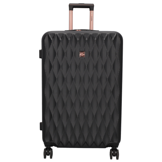 Reisetrolley|Hartschalenkoffer 75cm in Schwarz|Rose mit 4-Rad - leder-accessoires.com