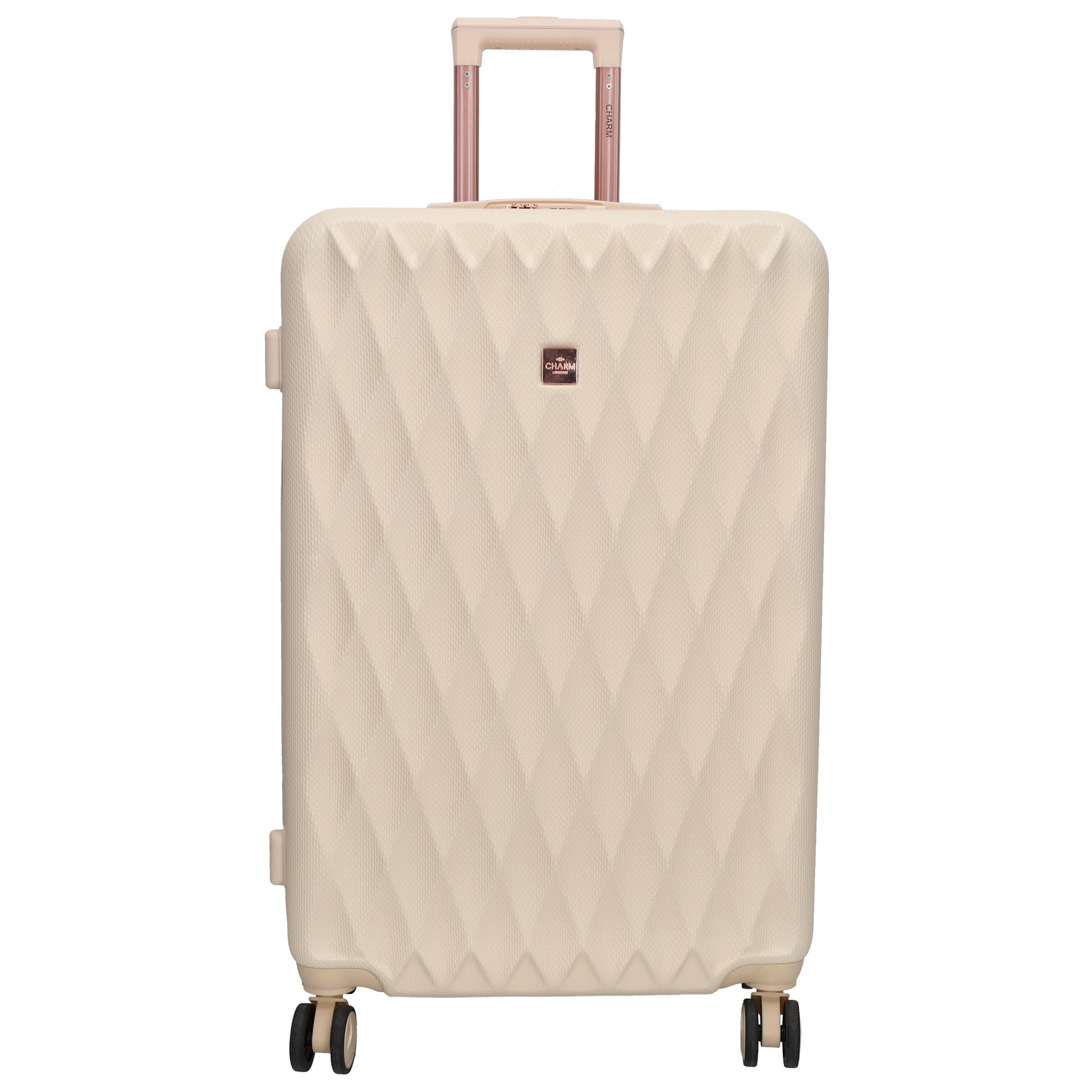 Reisetrolley|Hartschalenkoffer 75cm in Creme|Rose mit 4-Rad - leder-accessoires.com
