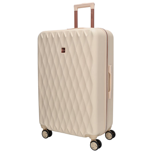Reisetrolley|Hartschalenkoffer 75cm in Creme|Rose mit 4-Rad - leder-accessoires.com