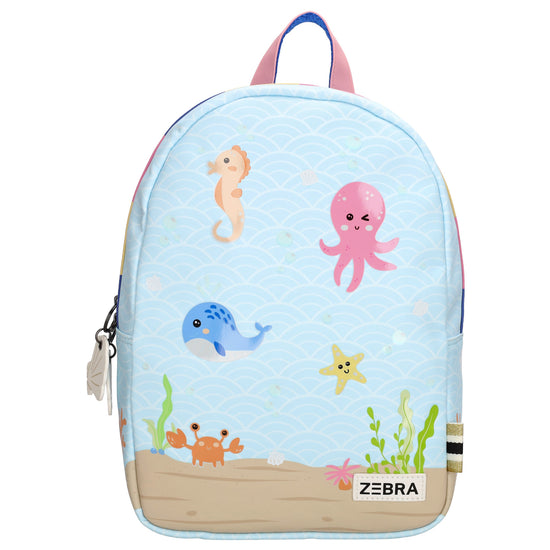 Kinderrucksack 25x35cm mit Meermotiv-Muster in Blau - leder-accessoires.com