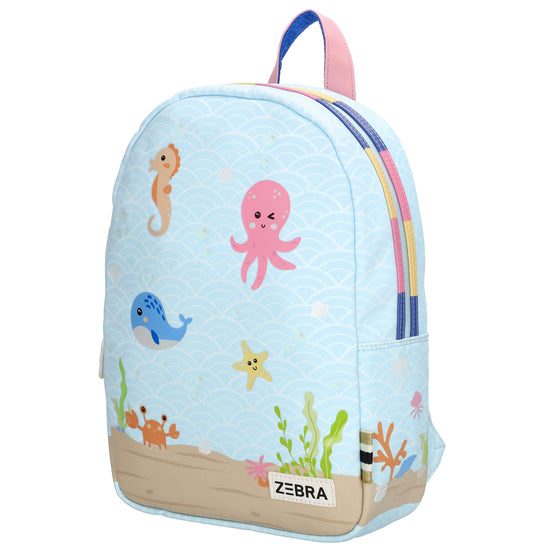 Kinderrucksack 25x35cm mit Meermotiv-Muster in Blau - leder-accessoires.com