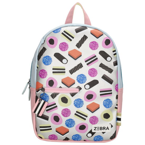 Kinderrucksack 25x35cm mit Candymotiv-Muster in Weiß - leder-accessoires.com