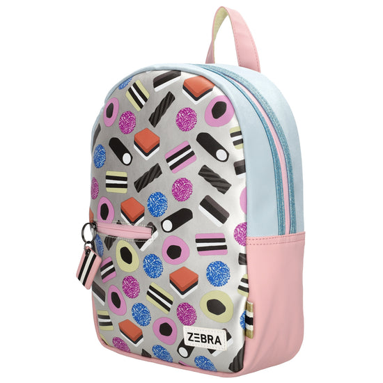 Kinderrucksack 25x35cm mit Candymotiv-Muster in Weiß - leder-accessoires.com