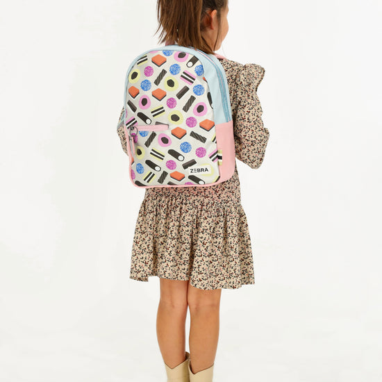 Kinderrucksack 25x35cm mit Candymotiv-Muster in Weiß - leder-accessoires.com