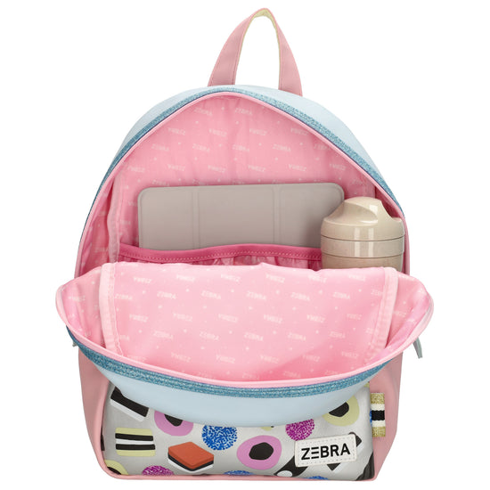 Kinderrucksack 25x35cm mit Candymotiv-Muster in Weiß - leder-accessoires.com