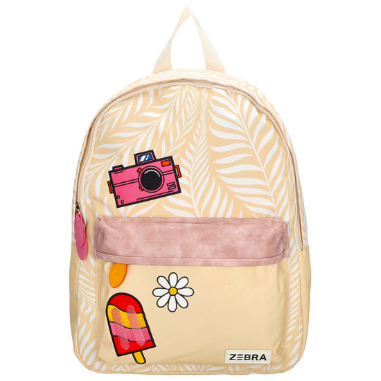 Kinderrucksack 29x39cm für Mädchen in Beige mit Vortasche - leder-accessoires.com