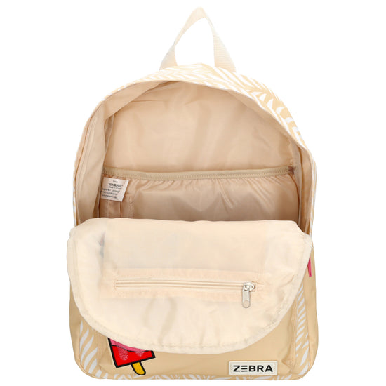 Kinderrucksack 29x39cm für Mädchen in Beige mit Vortasche - leder-accessoires.com