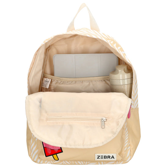 Kinderrucksack 29x39cm für Mädchen in Beige mit Vortasche - leder-accessoires.com