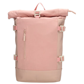 Rolltop-Rucksack 24x59cm in Rosé mit Reißverschluss und Reißverschlussfach