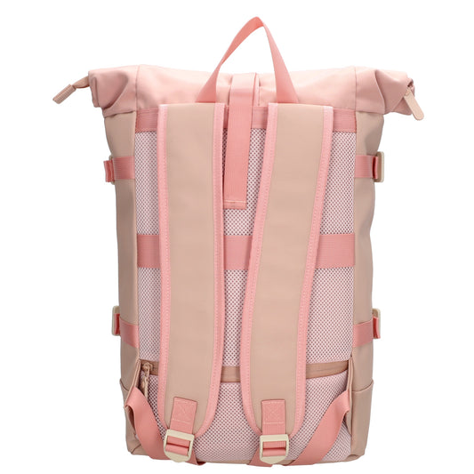 Rolltop-Rucksack 24x59cm in Rosé mit Reißverschluss und Reißverschlussfach