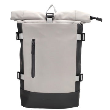Rolltop-Rucksack 24x59cm in Grau mit Reißverschluss und Reißverschlussfach