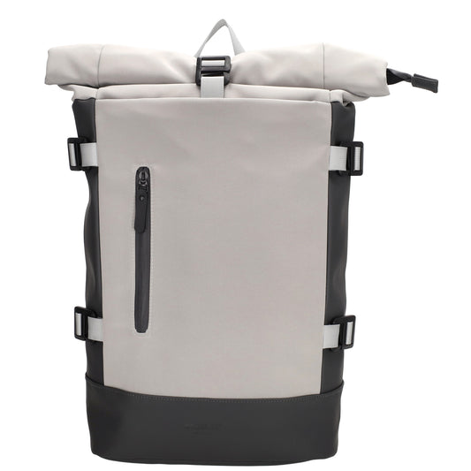 Rolltop-Rucksack 24x59cm in Grau mit Reißverschluss und Reißverschlussfach