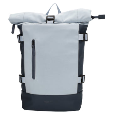 Rolltop-Rucksack 24x59cm in Hellblau mit Reißverschluss und Reißverschlussfach
