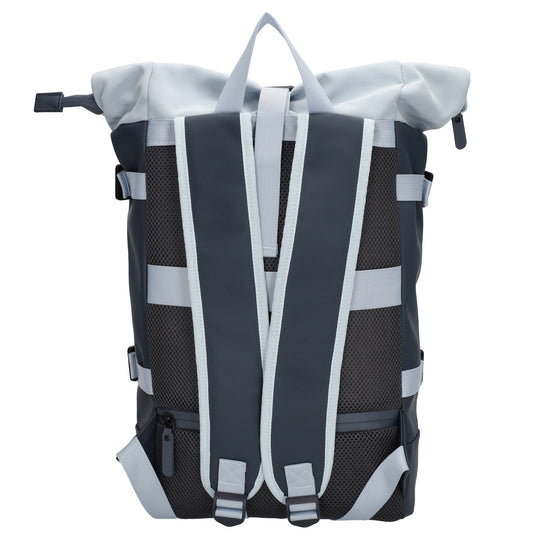 Rolltop-Rucksack 24x59cm in Hellblau mit Reißverschluss und Reißverschlussfach