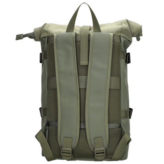 Rolltop-Rucksack 24x59cm in Grün mit Reißverschluss und Reißverschlussfach