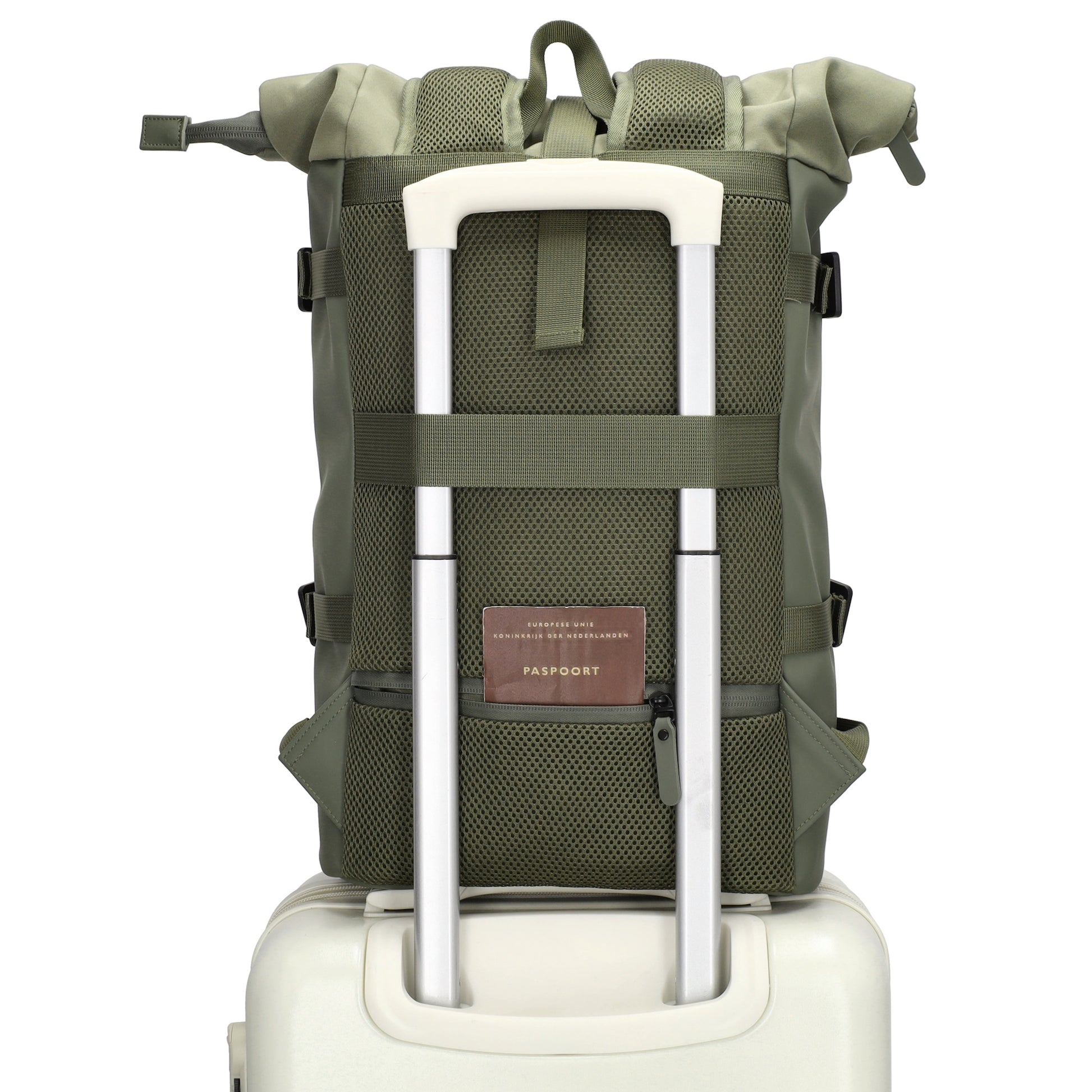rolltop reiserucksack Rolltop-Rucksack in Grün (24x59 cm) mit Reißverschluss und Zusatzfach