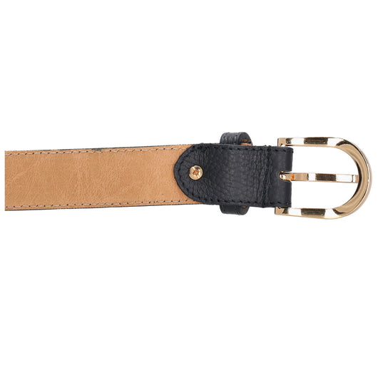 Dunkelblauer Ledergürtel 2,5cm – Vollrindleder, Gold-Schließe, Mattschimmernd - leder-accessoires.com