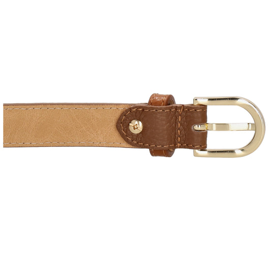 Brauner Ledergürtel, 2,5cm breit – Vollrindleder, glänzende Gold-Schließe, mattschimmernd - leder-accessoires.com