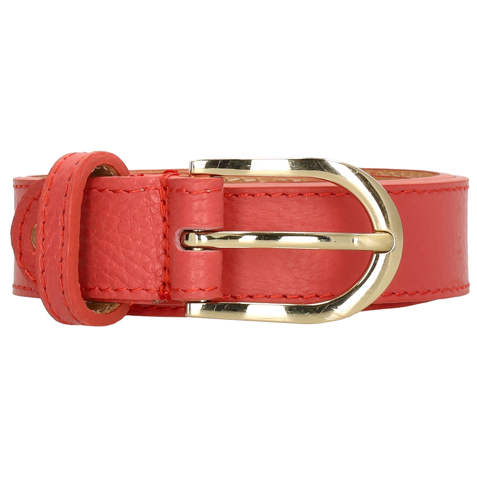 Oranger|Fuchsia Ledergürtel 2,5cm – Vollrindleder, Gold-Schließe, Trendig - leder-accessoires.com