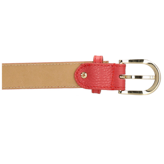 Oranger|Fuchsia Ledergürtel 2,5cm – Vollrindleder, Gold-Schließe, Trendig - leder-accessoires.com