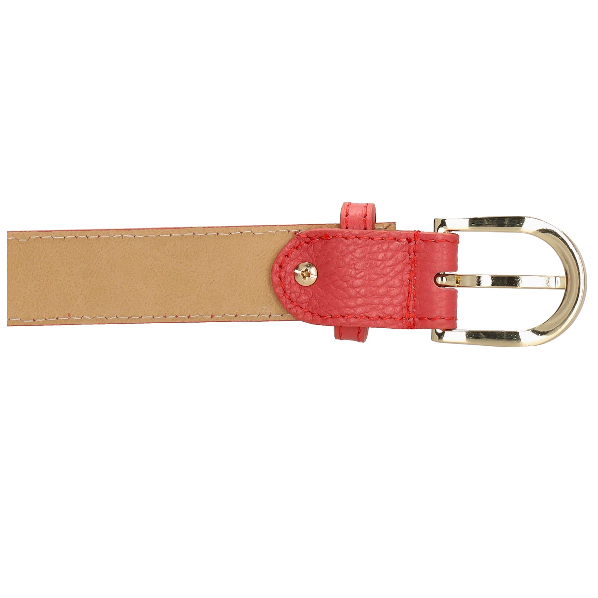 Oranger|Fuchsia Ledergürtel 2,5cm – Vollrindleder, Gold-Schließe, Trendig - leder-accessoires.com