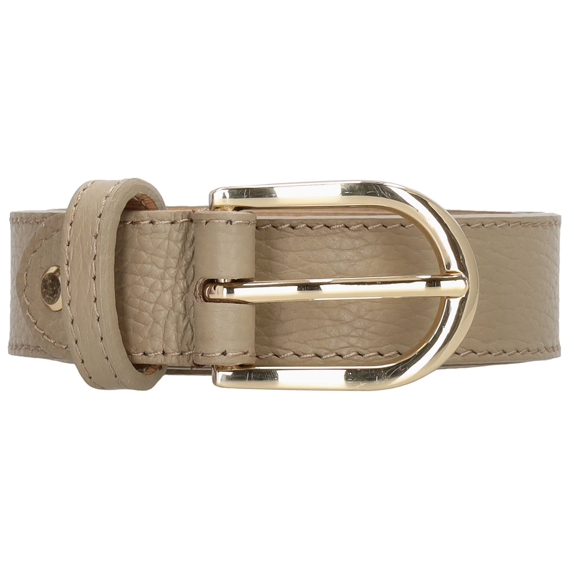 Taupefarbener Ledergürtel 2,5cm – Vollrindleder, Gold-Schließe, Mattschimmernd - leder-accessoires.com